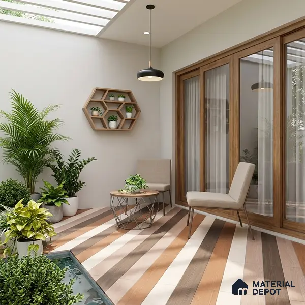 TL 01589 Brown & White 16 x 16 inch Matte Finish Vitrified Parking Floor Tile - 12 mm | Pattern Alignment May Vary | 2-3 mm Spacer is Mandatory