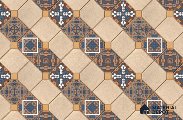 TL 01609 Cream & Blue 16 x 16 inch Matte Finish Vitrified Parking Floor Tile - 12 mm | Pattern Alignment May Vary | 2-3 mm Spacer is Mandatory