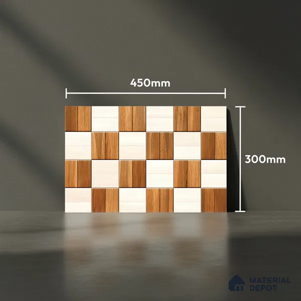 TL 01612 B Highlighter Brown & Cream 18 x 12 inch Glossy Finish Ceramic Wall Tile - 6 mm