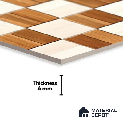 TL 01612 B Highlighter Brown & Cream 18 x 12 inch Glossy Finish Ceramic Wall Tile - 6 mm