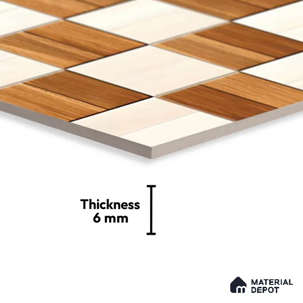 TL 01612 B Highlighter Brown & Cream 18 x 12 inch Glossy Finish Ceramic Wall Tile - 6 mm