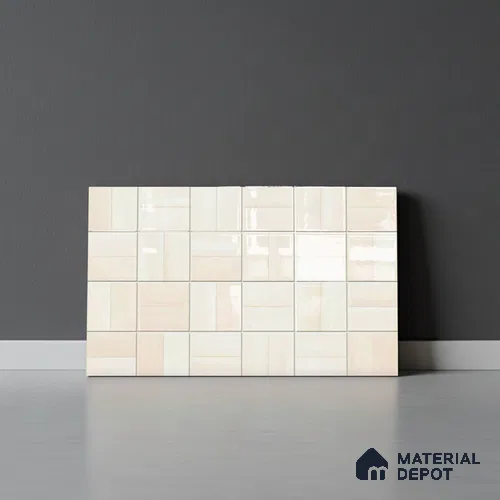 Faux Subway Wall Tile TL 01612 C Light Cashmere Cream 18 x 12 inch Glossy Finish Ceramic Tile - 6 mm
