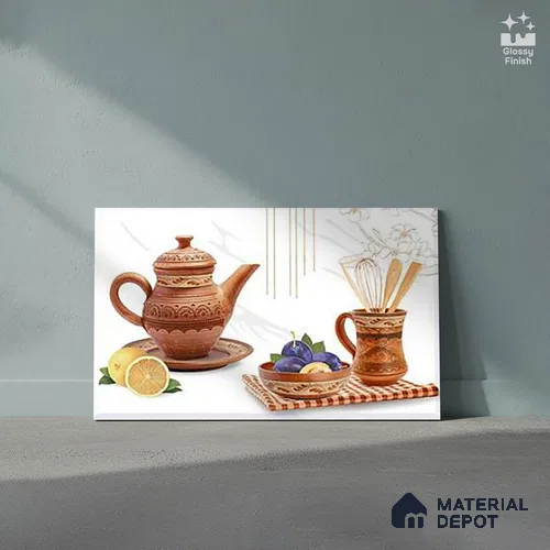TL 01620 C Highlighter 2 Frosty White & Brown 18 x 12 inch Glossy Finish Ceramic Wall Tile - 6 mm