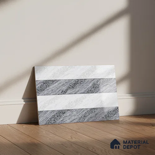 TL 01631 B Highlighter 2 Smoke Grey & White 18 x 12 inch Glossy Finish Ceramic Wall Tile - 6 mm