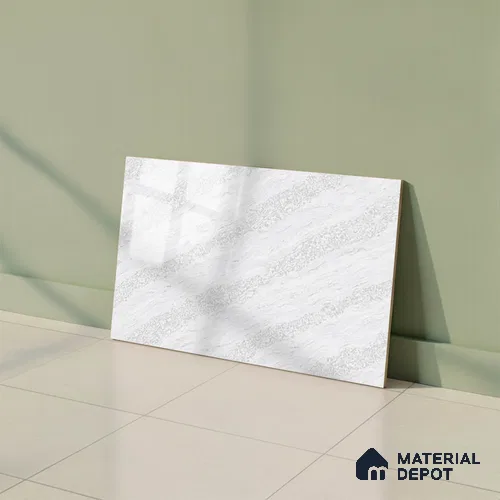 TL 01631 C Light Snow White & Grey 18 x 12 inch Glossy Finish Ceramic Wall Tile - 6 mm