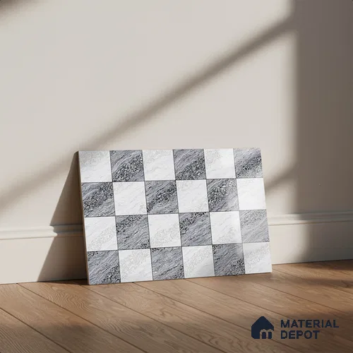 TL 01631 A Highlighter 1 White & Ash Grey 18 x 12 inch Glossy Finish Ceramic Wall Tile - 6 mm