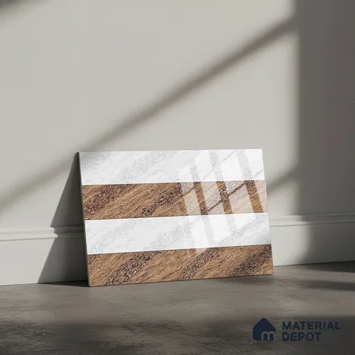 TL 01634 B Highlighter 2 Polar White & Brown 18 x 12 inch Glossy Finish Ceramic Wall Tile - 6 mm