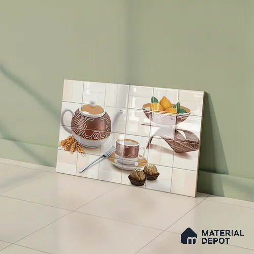 TL 01646 Highlighter Cream & Brown 18 x 12 inch Glossy Finish Ceramic Wall Tile - 6 mm