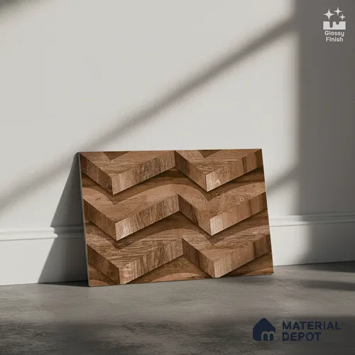 3D Wall Tile TL 01648 C Dark Dark Brown 18 x 12 inch Glossy Finish Ceramic Wall Tile - 6 mm