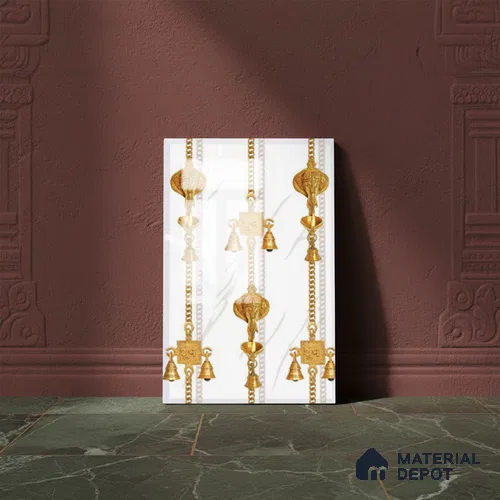 TL 01656 A Highlighter 1 Cotton White & Gold 18 x 12 inch Glossy Finish Ceramic Wall Tile - 6 mm