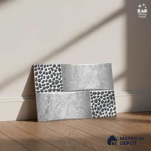 TL 01658 Stone Grey 18 x 12 inch Glossy Finish Ceramic Wall Tile - 6 mm (Random)