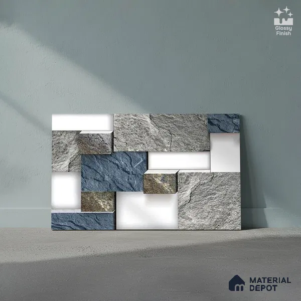 TL 01660 Grey & Blue 18 x 12 inch Glossy Finish Ceramic Wall Tile - 6 mm