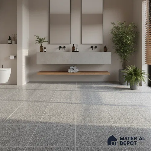 Stone Floor Tile Shimmer Black 12 x 12 inch Anti Skid Matte Finish Vitrified Tile - 8 mm | TL 01826 F | Suitable for Bathroom, Courtyard, Balcony