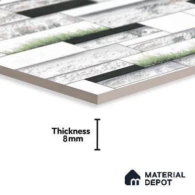 Stone Elevation Wall Tile TL 01838 Brick Chalk White 2 ft x 1 ft Matte Finish Ceramic Tile - 8 mm | Suitable For Modern Facades, Outdoor Cladding & Feature Wall
