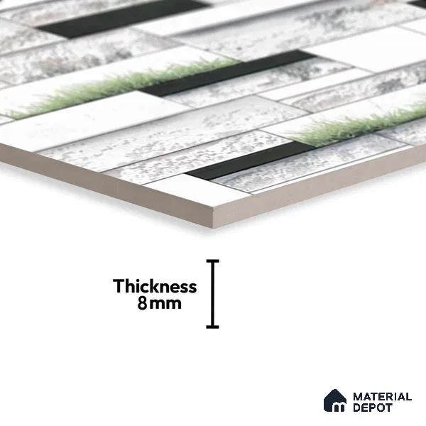 Stone Elevation Wall Tile TL 01838 Brick Chalk White 2 ft x 1 ft Matte Finish Ceramic Tile - 8 mm | Suitable For Modern Facades, Outdoor Cladding & Feature Wall