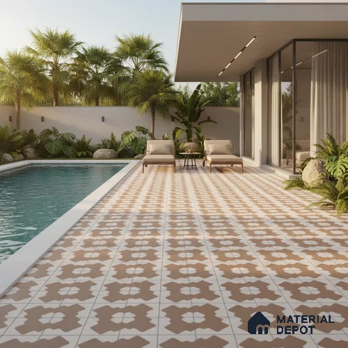 TL 01840 Beach Brown 16 x 16 inch Matte Finish Vitrified Parking / Outdoor Floor Tile - 12 mm | Pattern Alignment May Vary | 2-3 mm Spacer is Mandatory