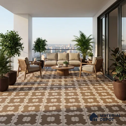 TL 01840 Beach Brown 16 x 16 inch Matte Finish Vitrified Parking / Outdoor Floor Tile - 12 mm | Pattern Alignment May Vary | 2-3 mm Spacer is Mandatory