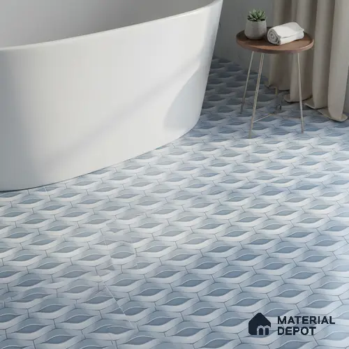 Highlighter Floor Tile TL 01892 E Sapphire Blue 12 x 12 inch Matte Finish Ceramic Anti Skid Floor Tile - 6 mm | Please Expect a Slight Variation of Pattern