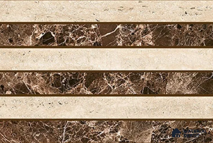 TL 01904 D Wenge & Cream Highlighter 2 18 x 12 inch Glossy Finish Ceramic Wall Tile - 6 mm