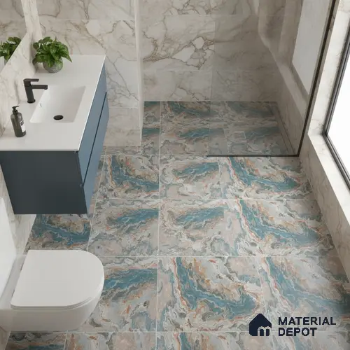 TL 01912 E Green & Beige Dark 12 x 12 inch Matte Finish Anti Skid Ceramic Floor Tile - 6 mm