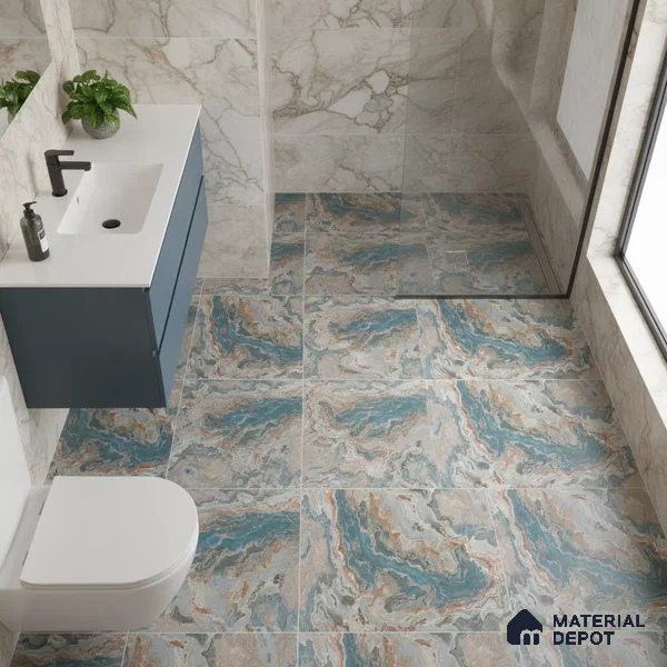 TL 01912 E Green & Beige Dark 12 x 12 inch Matte Finish Anti Skid Ceramic Floor Tile - 6 mm