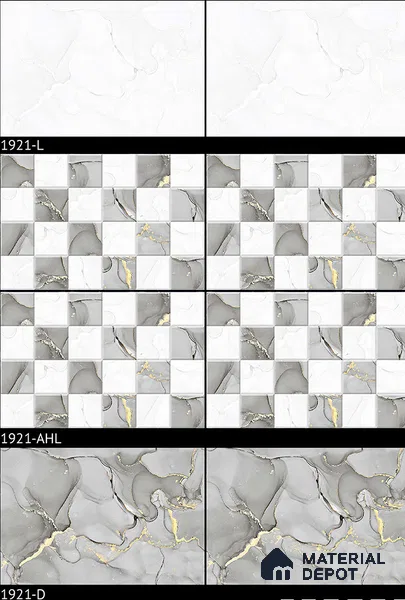 TL 01915 C Chrome Dark 18 x 12 inch Glossy Finish Ceramic Wall Tile - 6 mm