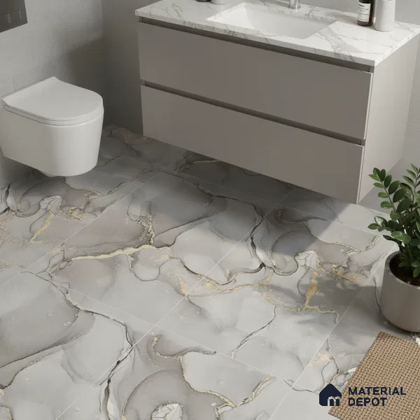 TL 01915 E Chrome Dark 12 x 12 inch Matte Finish Anti Skid Ceramic Floor Tile - 6 mm