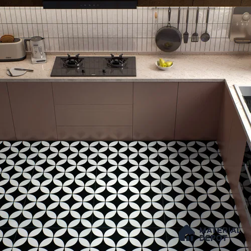Moroccan Floor & Wall Tile TL 02119 Starry Monochrome 2 ft x 2 ft Matte Finish Vitrified Tile - 9.5 mm | Suitable For Kitchen, Bathroom, Foyer | Please Expect a Slight Variation of Pattern