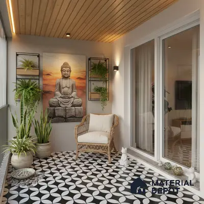 Moroccan Floor & Wall Tile TL 02119 Smoky Black 2 ft x 2 ft Matte Finish Vitrified Tile - 9.5 mm | Suitable For Kitchen, Bathroom, Dining Area | Please Expect a Slight Variation of Pattern