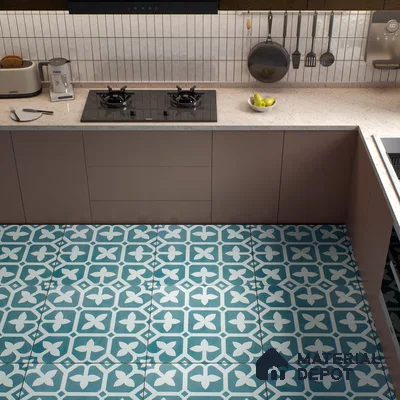 Moroccan Floor & Wall Tile TL 02120 Marine Blue 2 ft x 2 ft Matte Finish Vitrified Tile - 9.5 mm | Suitable For Kitchen, Bathroom, Dining Area | Please Expect a Slight Variation of Pattern