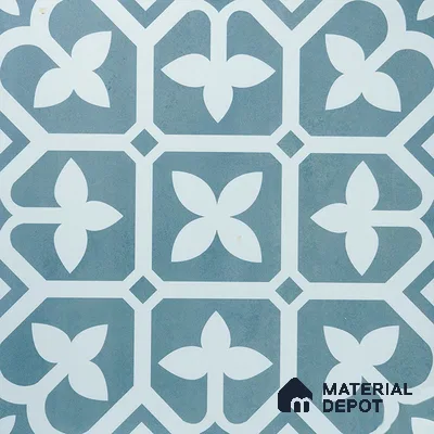 Moroccan Floor & Wall Tile TL 02120 Marine Blue 2 ft x 2 ft Matte Finish Vitrified Tile - 9.5 mm | Suitable For Kitchen, Bathroom, Dining Area | Please Expect a Slight Variation of Pattern