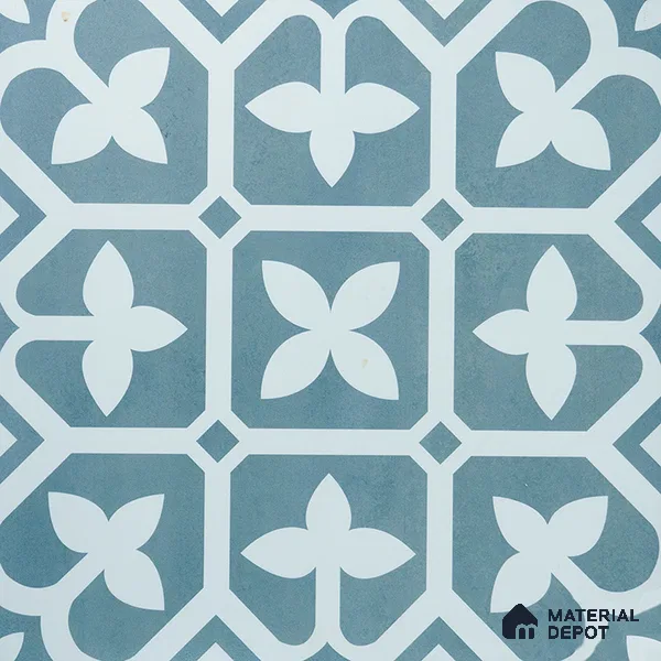 Moroccan Floor & Wall Tile TL 02120 Marine Blue 2 ft x 2 ft Matte Finish Vitrified Tile - 9.5 mm | Suitable For Kitchen, Bathroom, Dining Area | Please Expect a Slight Variation of Pattern