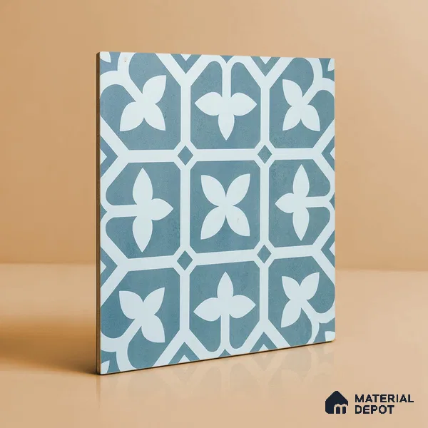 Moroccan Floor & Wall Tile TL 02120 Marine Blue 2 ft x 2 ft Matte Finish Vitrified Tile - 9.5 mm | Suitable For Kitchen, Bathroom, Dining Area | Please Expect a Slight Variation of Pattern