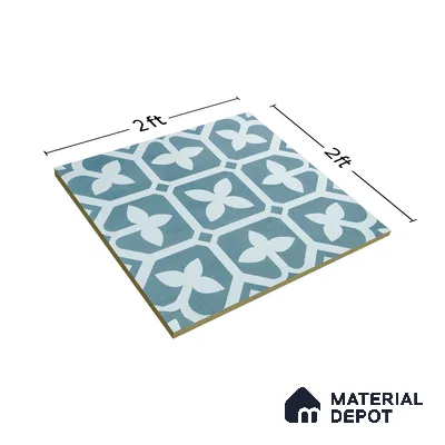 Moroccan Floor & Wall Tile TL 02120 Marine Blue 2 ft x 2 ft Matte Finish Vitrified Tile - 9.5 mm | Suitable For Kitchen, Bathroom, Dining Area | Please Expect a Slight Variation of Pattern