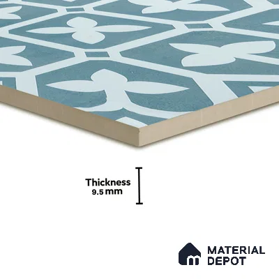 Moroccan Floor & Wall Tile TL 02120 Marine Blue 2 ft x 2 ft Matte Finish Vitrified Tile - 9.5 mm | Suitable For Kitchen, Bathroom, Dining Area | Please Expect a Slight Variation of Pattern