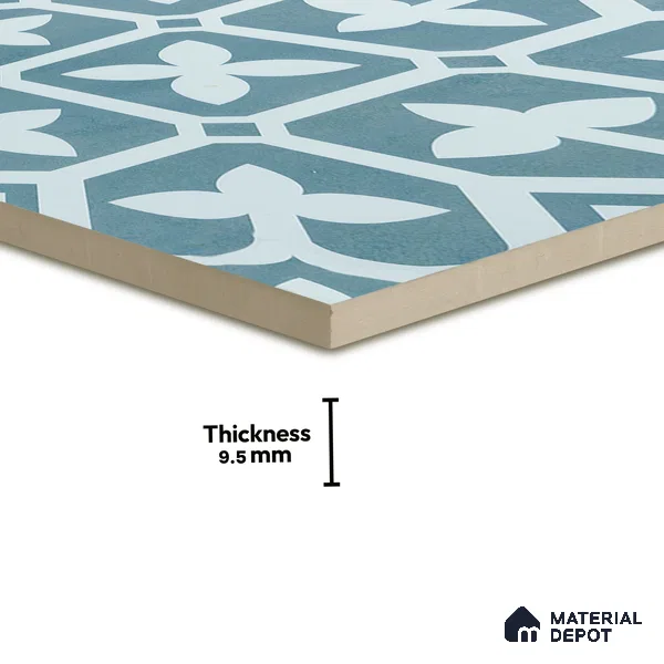Moroccan Floor & Wall Tile TL 02120 Marine Blue 2 ft x 2 ft Matte Finish Vitrified Tile - 9.5 mm | Suitable For Kitchen, Bathroom, Dining Area | Please Expect a Slight Variation of Pattern