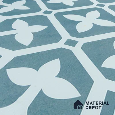 Moroccan Floor & Wall Tile TL 02120 Marine Blue 2 ft x 2 ft Matte Finish Vitrified Tile - 9.5 mm | Suitable For Kitchen, Bathroom, Dining Area | Please Expect a Slight Variation of Pattern
