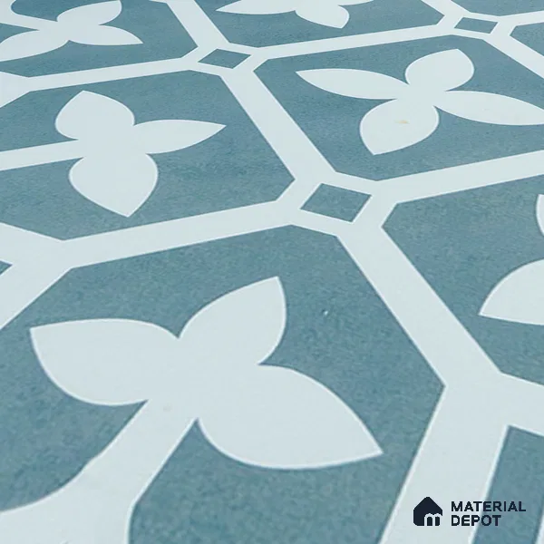 Moroccan Floor & Wall Tile TL 02120 Marine Blue 2 ft x 2 ft Matte Finish Vitrified Tile - 9.5 mm | Suitable For Kitchen, Bathroom, Dining Area | Please Expect a Slight Variation of Pattern