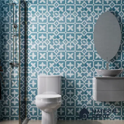 Moroccan Floor & Wall Tile TL 02120 Marine Blue 2 ft x 2 ft Matte Finish Vitrified Tile - 9.5 mm | Suitable For Kitchen, Bathroom, Dining Area | Please Expect a Slight Variation of Pattern