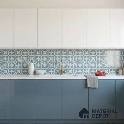 Moroccan Floor & Wall Tile TL 02120 Marine Blue 2 ft x 2 ft Matte Finish Vitrified Tile - 9.5 mm | Suitable For Kitchen, Bathroom, Dining Area | Please Expect a Slight Variation of Pattern
