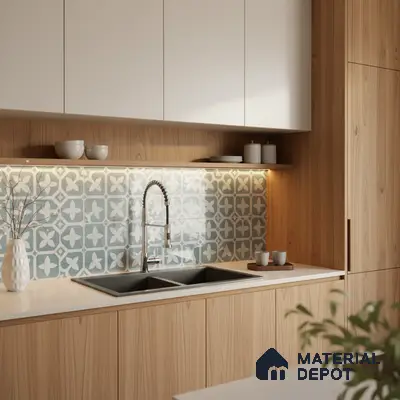 Moroccan Floor & Wall Tile TL 02120 Marine Blue 2 ft x 2 ft Matte Finish Vitrified Tile - 9.5 mm | Suitable For Kitchen, Bathroom, Dining Area | Please Expect a Slight Variation of Pattern
