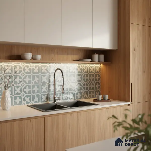 Moroccan Floor & Wall Tile TL 02120 Marine Blue 2 ft x 2 ft Matte Finish Vitrified Tile - 9.5 mm | Suitable For Kitchen, Bathroom, Dining Area | Please Expect a Slight Variation of Pattern