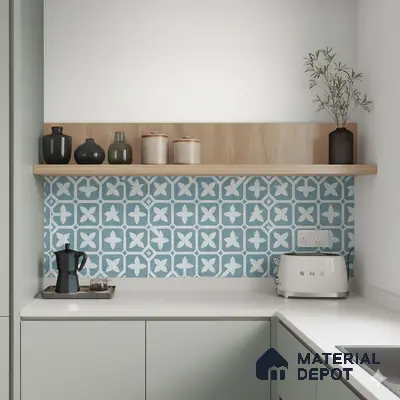 Moroccan Floor & Wall Tile TL 02120 Marine Blue 2 ft x 2 ft Matte Finish Vitrified Tile - 9.5 mm | Suitable For Kitchen, Bathroom, Dining Area | Please Expect a Slight Variation of Pattern