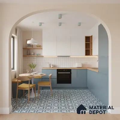 Moroccan Floor & Wall Tile TL 02120 Marine Blue 2 ft x 2 ft Matte Finish Vitrified Tile - 9.5 mm | Suitable For Kitchen, Bathroom, Dining Area | Please Expect a Slight Variation of Pattern