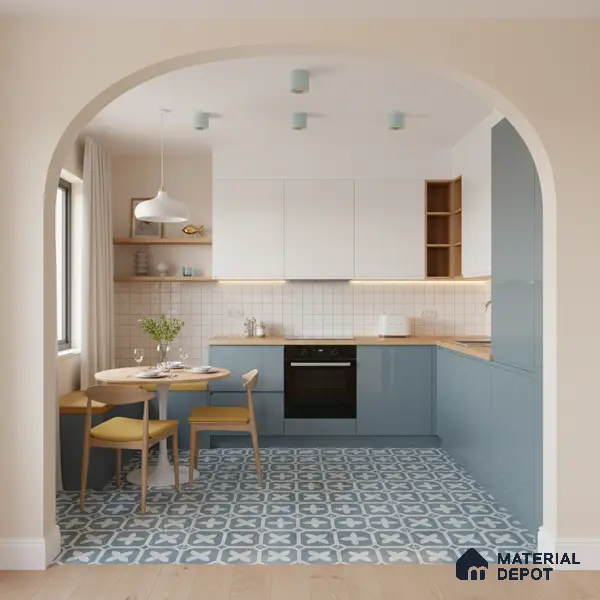 Moroccan Floor & Wall Tile TL 02120 Marine Blue 2 ft x 2 ft Matte Finish Vitrified Tile - 9.5 mm | Suitable For Kitchen, Bathroom, Dining Area | Please Expect a Slight Variation of Pattern