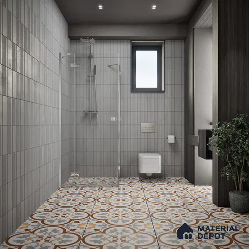 Moroccan Floor & Wall Tile TL 02121 Cool Grey & Brown 2 ft x 2 ft Matte Finish Vitrified Tile - 9.5 mm | Suitable For Kitchen, Bathroom, Dining Area | Please Expect a Slight Variation of Pattern