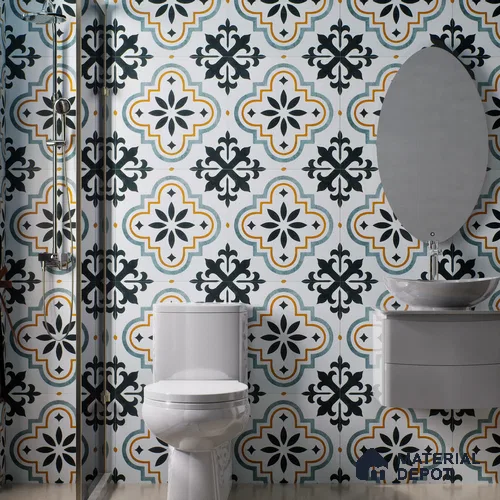 Moroccan Floor & Wall Tile TL 02122 Salt White 2 ft x 2 ft Matte Finish Vitrified Tile - 9.5 mm | Suitable For Kitchen, Balcony, Dining Area | Please Expect a Slight Variation of Pattern