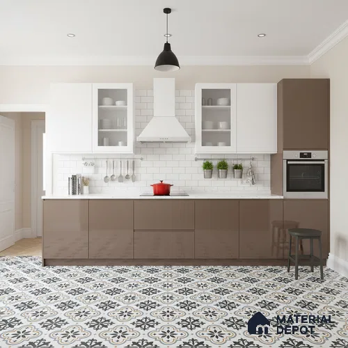 Moroccan Floor & Wall Tile TL 02122 Salt White 2 ft x 2 ft Matte Finish Vitrified Tile - 9.5 mm | Suitable For Kitchen, Balcony, Dining Area | Please Expect a Slight Variation of Pattern