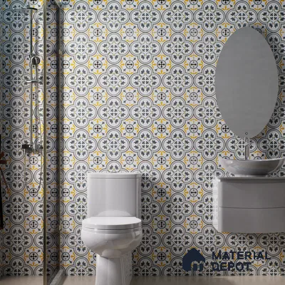 Moroccan Floor & Wall Tile TL 02123 Brown & Blue 2 ft x 2 ft Matte Finish Vitrified Tile - 9.5 mm | Suitable For Kitchen, Balcony, Dining Area | Please Expect a Slight Variation of Pattern