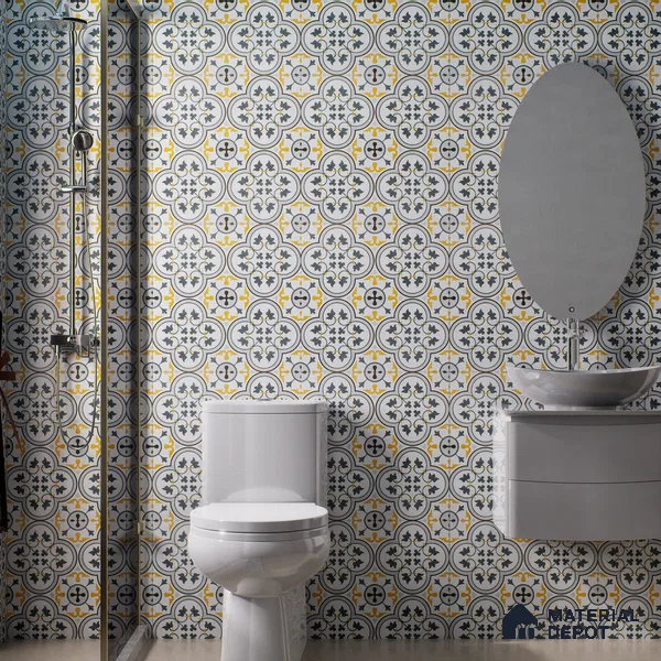Moroccan Floor & Wall Tile TL 02123 Brown & Blue 2 ft x 2 ft Matte Finish Vitrified Tile - 9.5 mm | Suitable For Kitchen, Balcony, Dining Area | Please Expect a Slight Variation of Pattern